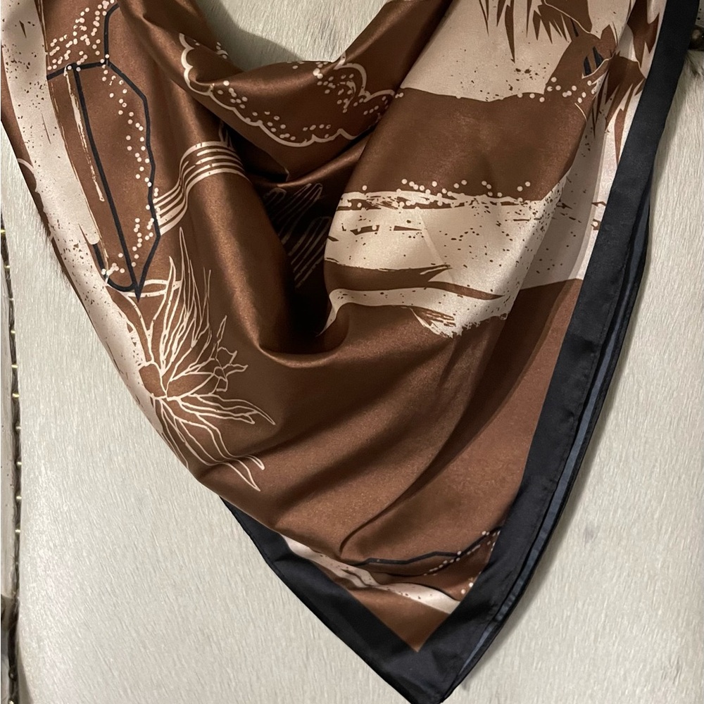 🖤🤎🤍Rowdy Crowd Western Wild Rag Cowgirl Cowboy Rodeo Black Brown Beige Scarf 🤎